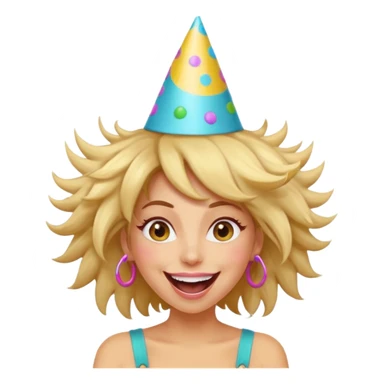 Funny, fast-talking, a little unpredictable. Life of the party vibes. woman with crazy hair
more dinamic emoji  sticker