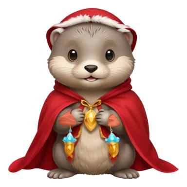 baby grey otter, in magic red cloak sticker