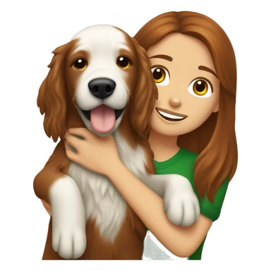 Brunette white girl hugging an irish setter dog sticker