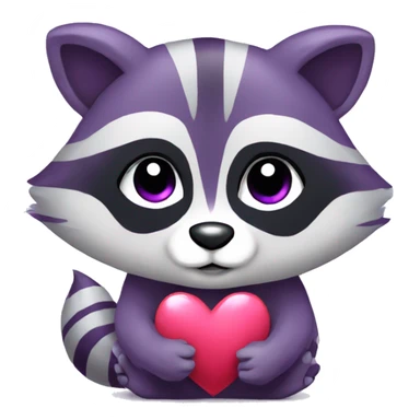 Cute purple raccoon with a heart sticker