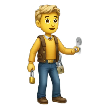 cClassy young man struggling to get a key into a lock sticker