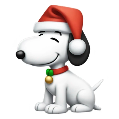 Snoopy wearing a Christmas hat sticker