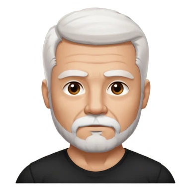 White haired muscled adult man with a black t-shirt. He has white beard with a short goatee. Dark brown eyes and some wrinkles. sticker
