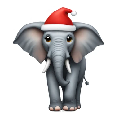 Elephant wearing a Santa hat  sticker
