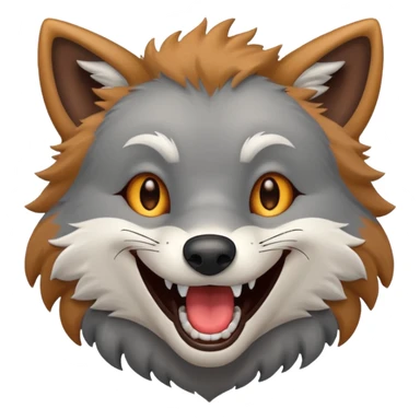 a grey wolf laughing out loud sticker