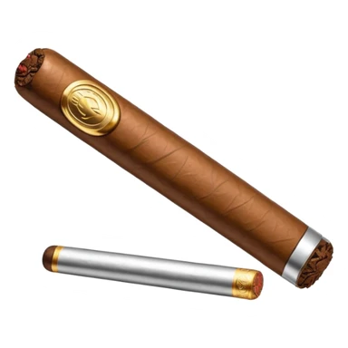 A luxury cigar emoji made of silver chrome, smooth metallic texture, minimal shape, glossy reflections, rich swag aesthetic, iOS emoji style, centered, clean white background sticker
