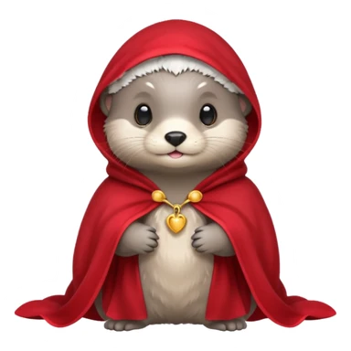 baby grey otter, in magic red cloak sticker