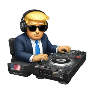 donald trump as a dj with a sticker maga sticker