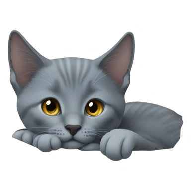 Russian blue kitten snuggled sticker