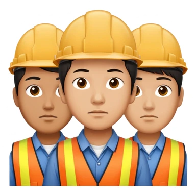 asian workers photorealistic serious sticker