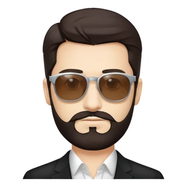 man with sunglasses, white skin, dark brown hair, elegant hair, 30s, short beard sticker