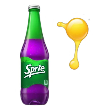 Bottle of sprite with purple liquid inside.  sticker