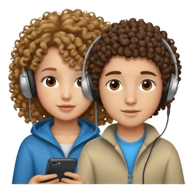 curly haired with headphones in girl and boy sticker