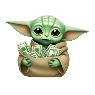 baby yoda holding money sticker