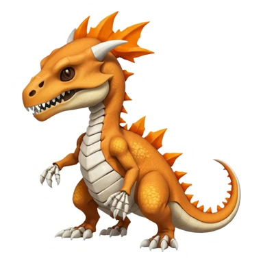 Skeletal white-Skull-mask-faced Cuzard-Cubone-Marowak-Charizard-Fakémon-Pokémon-Fusion, full body sticker