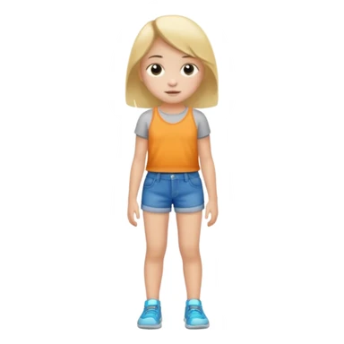 Child 8 year old girl standing  only shorts no shirt sticker