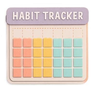 soft pastel gentle habit tracker grid with delicate dotted lines sticker