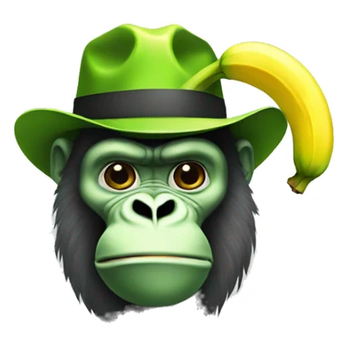 Green gorilla tag character with a banana hat sticker