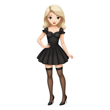 Girl in a cute stylish dress wearing stockings and high heels sticker