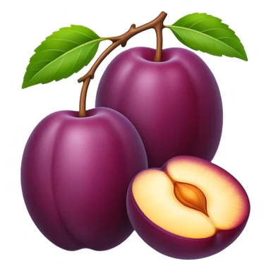 plum fruit, whole and sliced, no text sticker