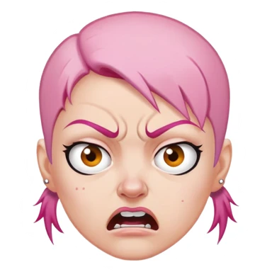 angry feminist with half bald head and half pink hair sticker