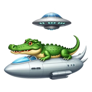 crocodile in a UFO spaceship sticker
