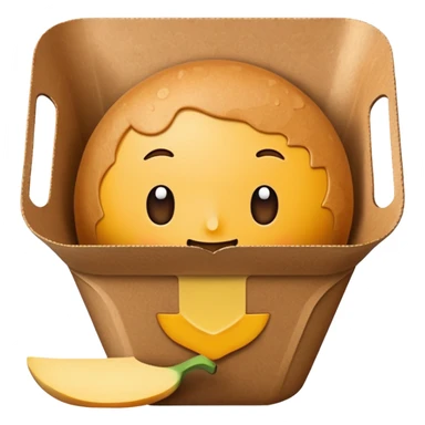 create an emoticon of a retangular bowl made of kraft paper, 
The lunch box should be the most similar to this real one..
https://i.postimg.cc/FKcHz1tk/Screenshot-2025-11-11-alle-16-06-29.png

Can get more images of the bowl from this instagram account https://www.instagram.com/chefaporterbr/ sticker