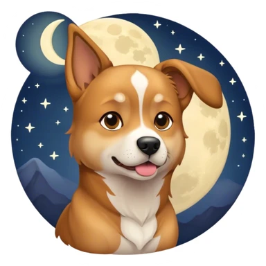 Dog with moonlight  sticker