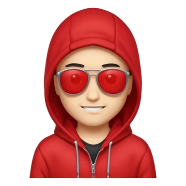 cartoon hacker with a red hoodie, dark sunglasses, and a playful smirk sticker
