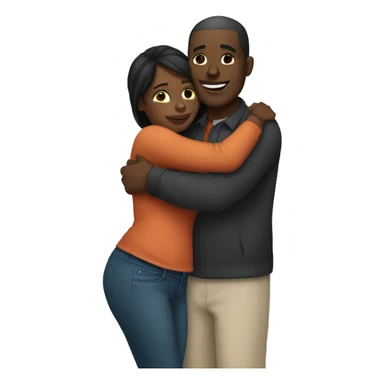 Black woman and white man hugging sticker