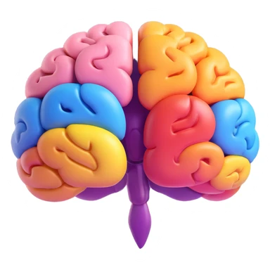 Make this brain emoji look 3D, keep Google brand colors, no text, transparent background. sticker
