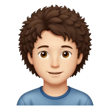 cute brunnete boy with fluffy hair light skin and freckles sticker
