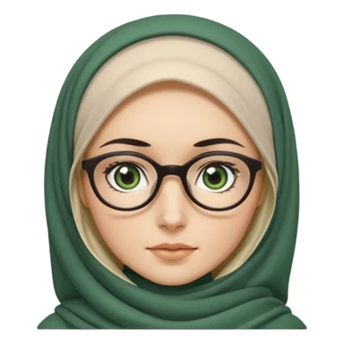 White hijabi girl with black eyes and black long hair white girl and black eyes wearing glasses and a white skin girl with curly honey hair and green eyes sticker