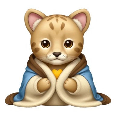 Cozy puma cub in blanket sticker