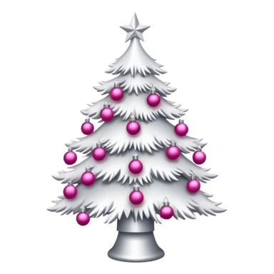 white Christmas tree with pink ornaments sticker