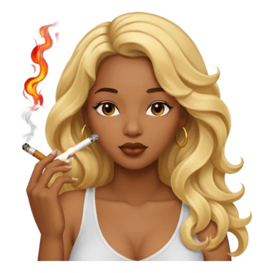 Curvy, blonde long hair, sfw intimate pose black girl smoking sticker