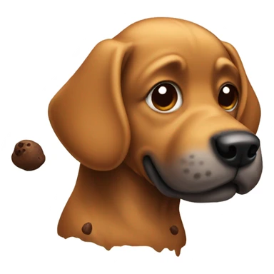 Dog with poop sticker