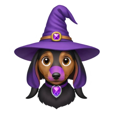 Dachshund dog wear purple wicth hat sticker