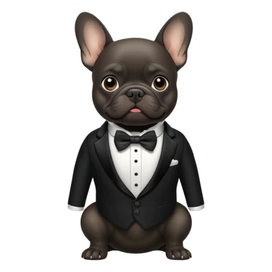 Black french bulldog wearing a tuxedo sticker