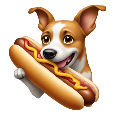 Flying dog eating hot dog  sticker