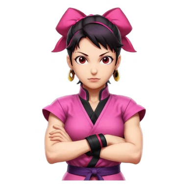 Juri from Street Fighter 6, standing with arms crossed, confident, detailed outfit sticker