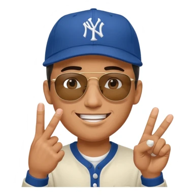 Cool hip guy with NY baseball cap and sunglasses doing the middle finger sticker