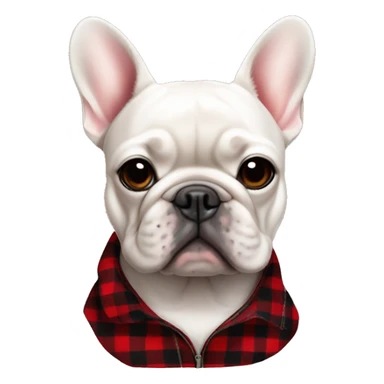 French bulldog wearing a black and red checkered flannel sticker