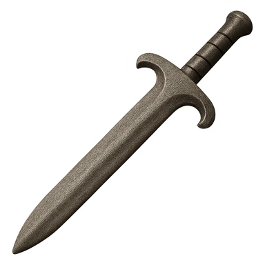 Recolor the iron sword to match the exact color and texture of the reference iron 2h sword. Keep the same shape. Make it realistic metallic iron with a slightly worn look. The style should emulate emoji style with transparent background. sticker
