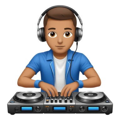 dj with setup handingg sticker