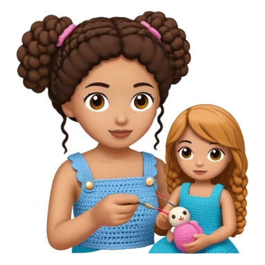 Girl crocheting a doll sticker