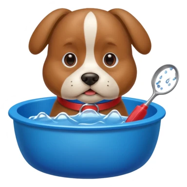 dog, dog bowl, toy, grooming tool sticker