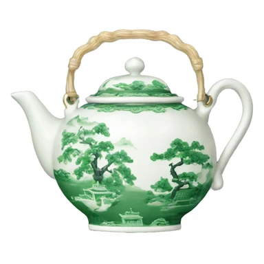 Green and white chinoiserie teapot sticker
