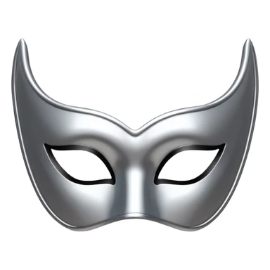 A sleek masquerade mask emoji made of polished silver chrome, smooth sensual curves, reflective metallic surface, mysterious sexy luxury vibe, minimal iOS emoji style, centered, clean white background sticker