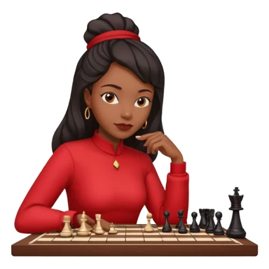 black woman chess players in red outfits sticker